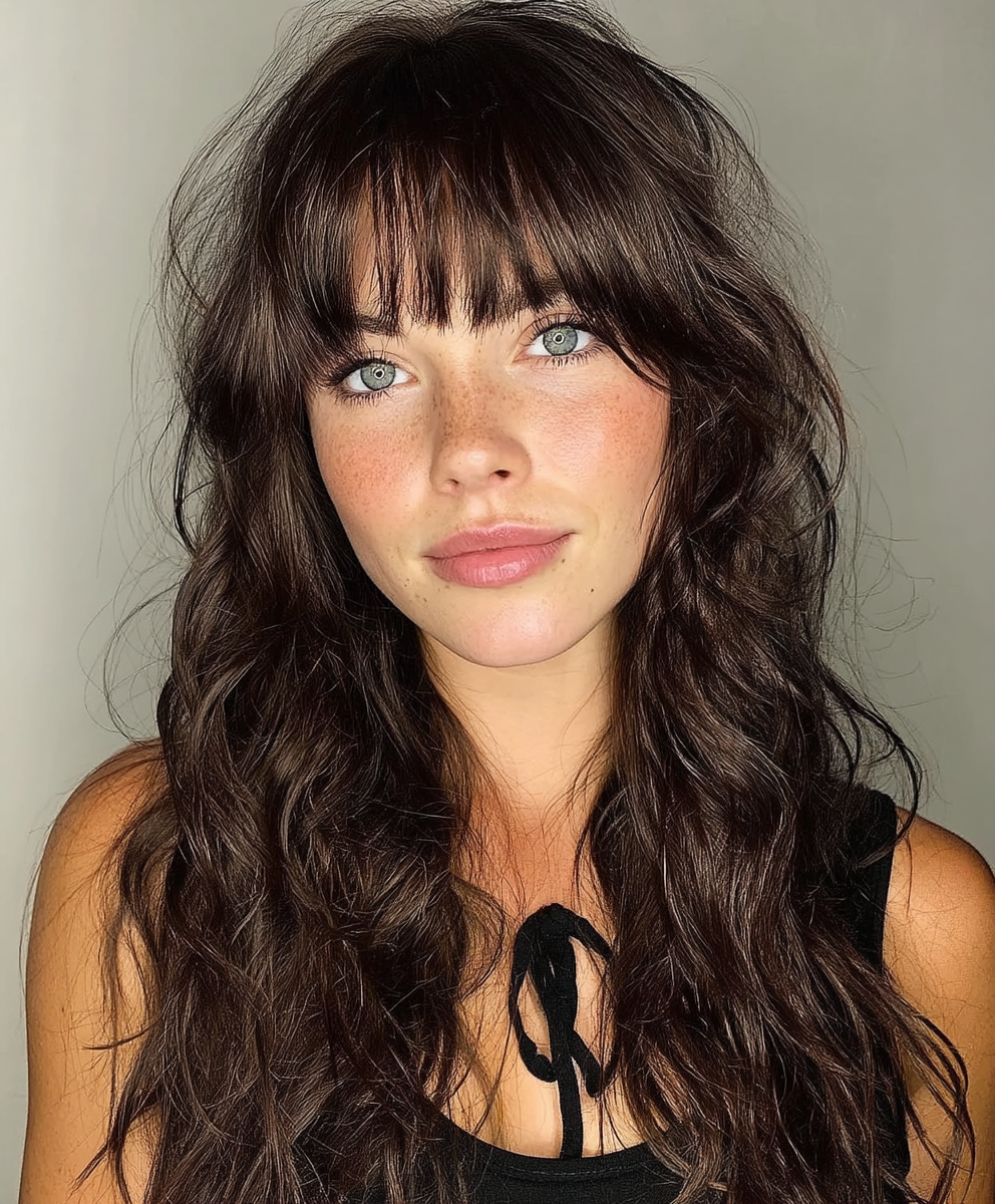 Blunt Bangs Texture Curtain Face Bangs