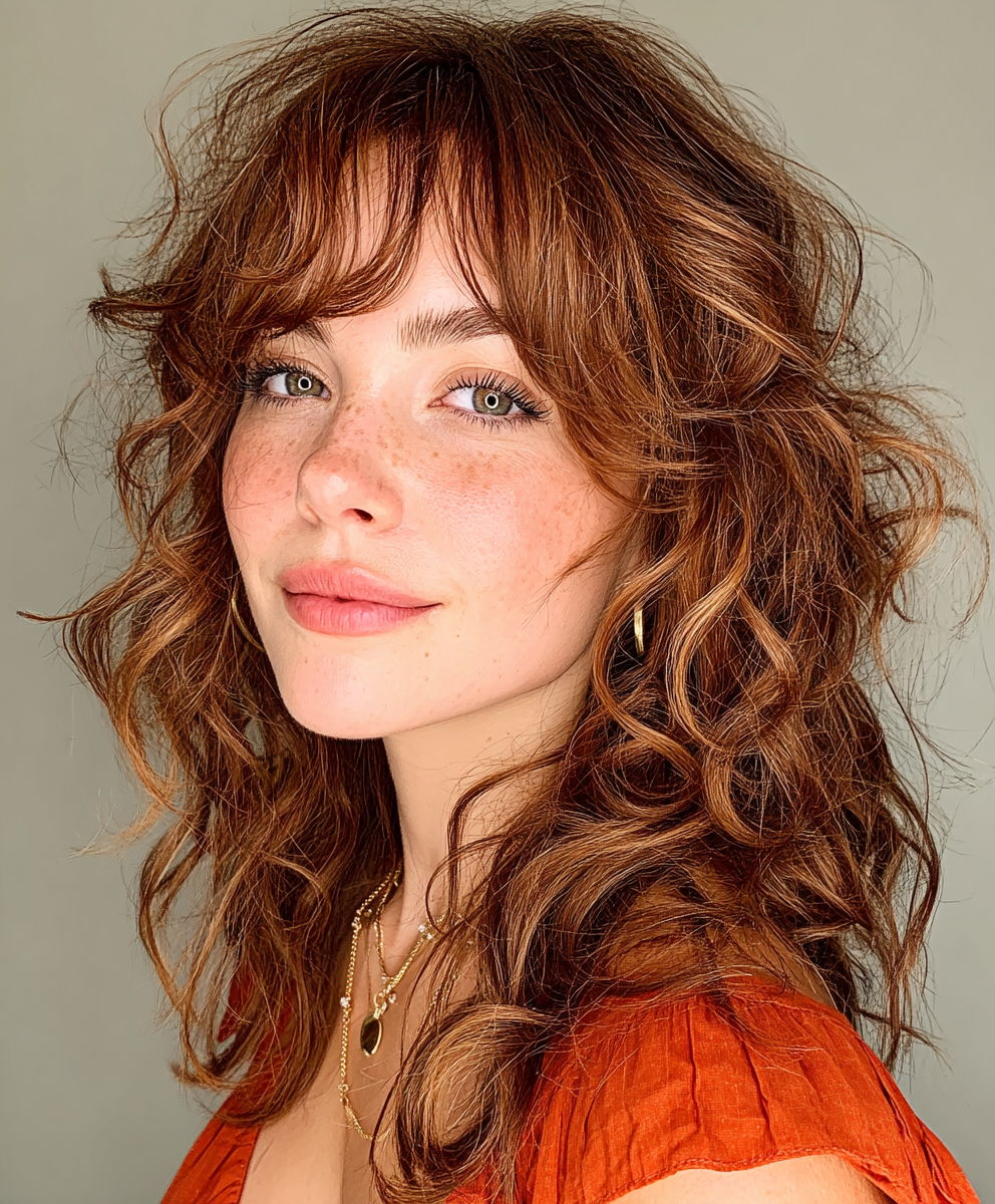 Curly Face Framing Curtain Bang