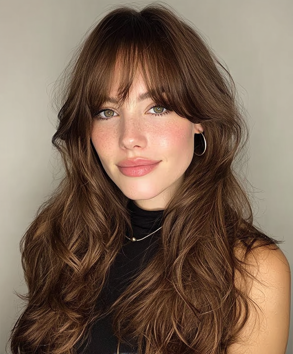 Curtain Bangs with a Rounded Face Shape
