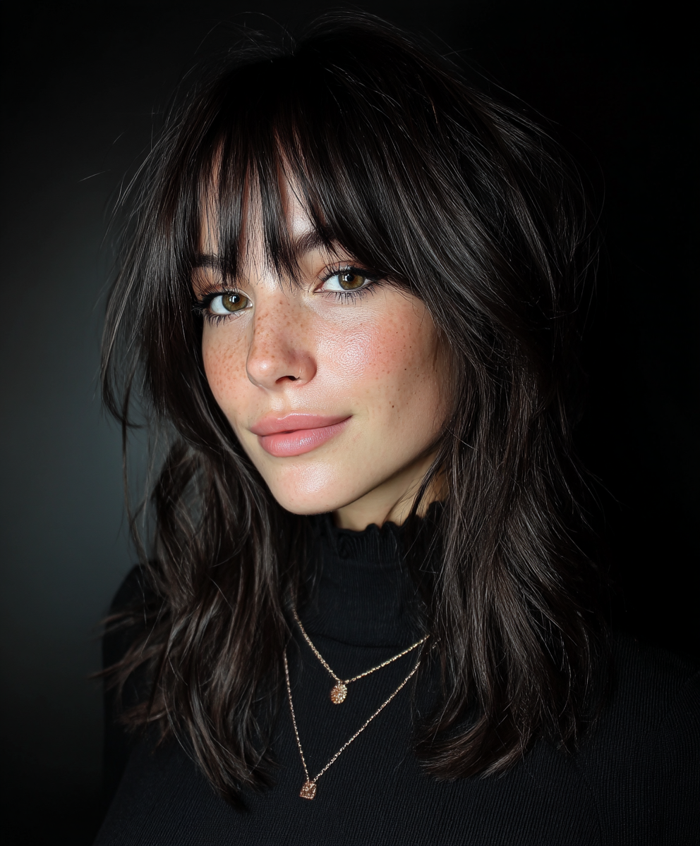 Edgy Asymmetrical Face Framing Curtain Bangs