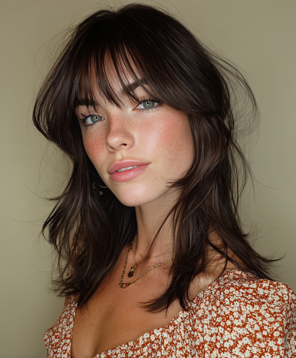 Effortless Chic Face Framing Curtain Bangs