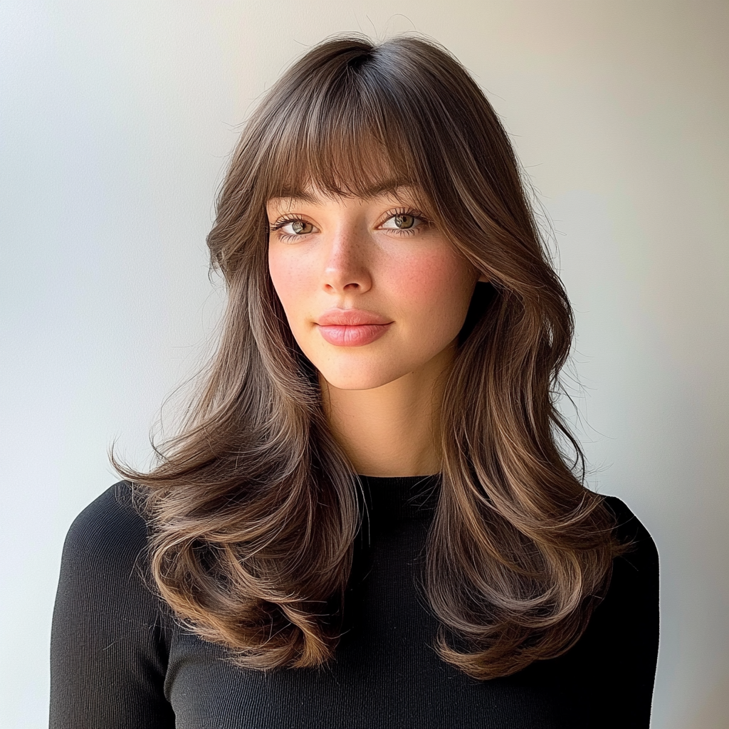 Face Framing Layers with Blunt Bangs