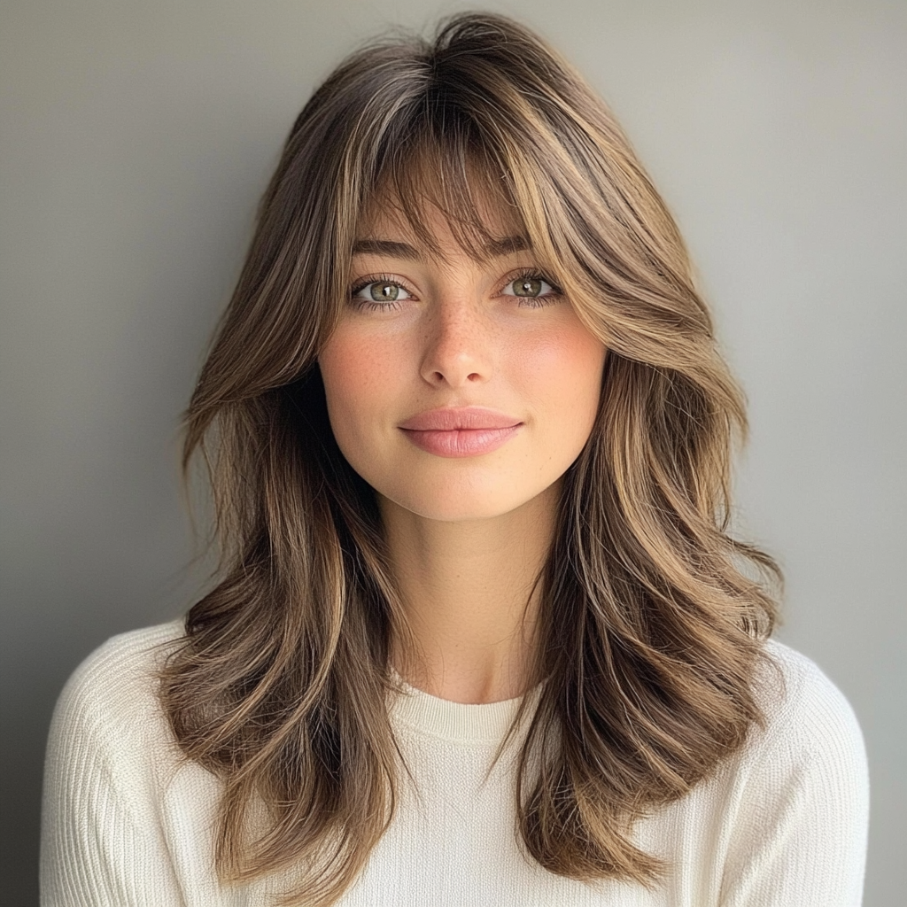 Face Framing Layers with Curtain Bangs