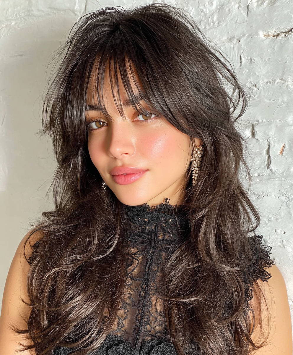 Layered Face Framing Curtain Bangs