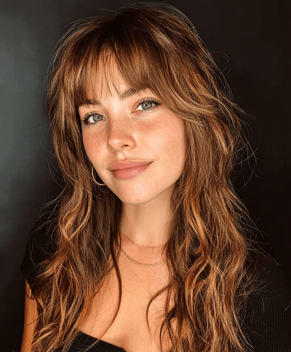Shaggy Curtain Face Bangs Highlights
