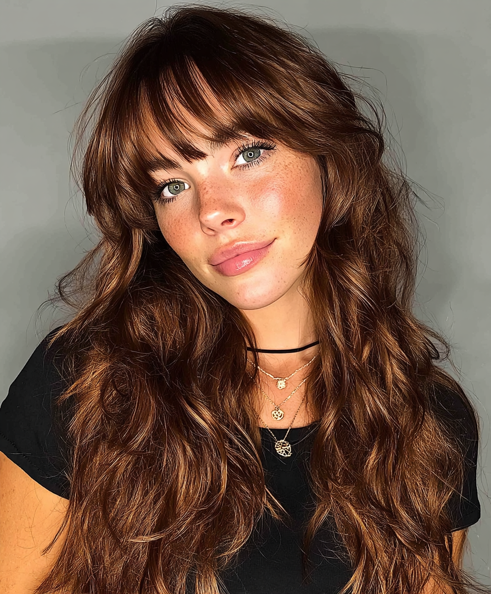 Shaggy Wavy Face Framing Curtain Bangs