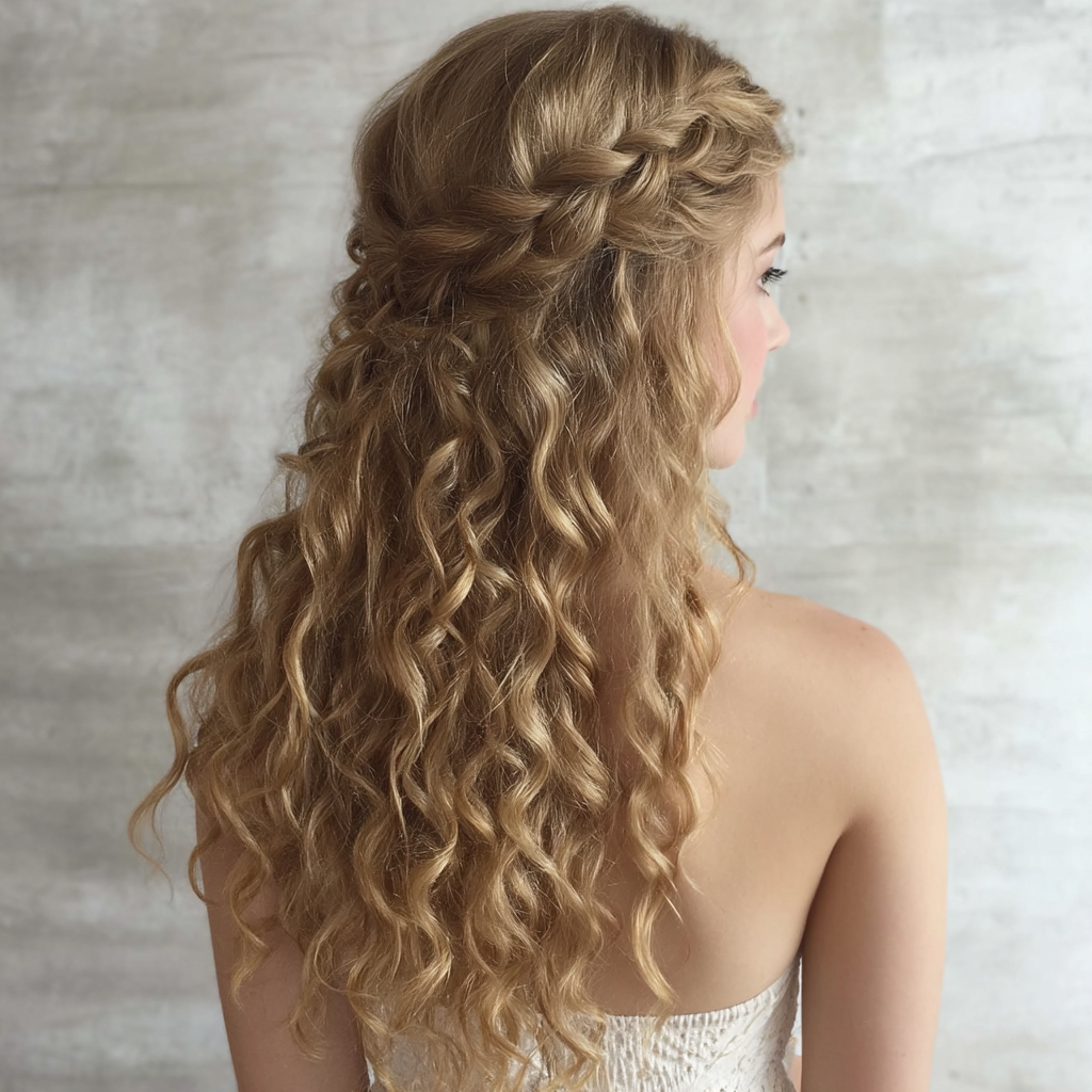 Waterfall Braid with Curls Hairstyles for Prom with Curly Hair