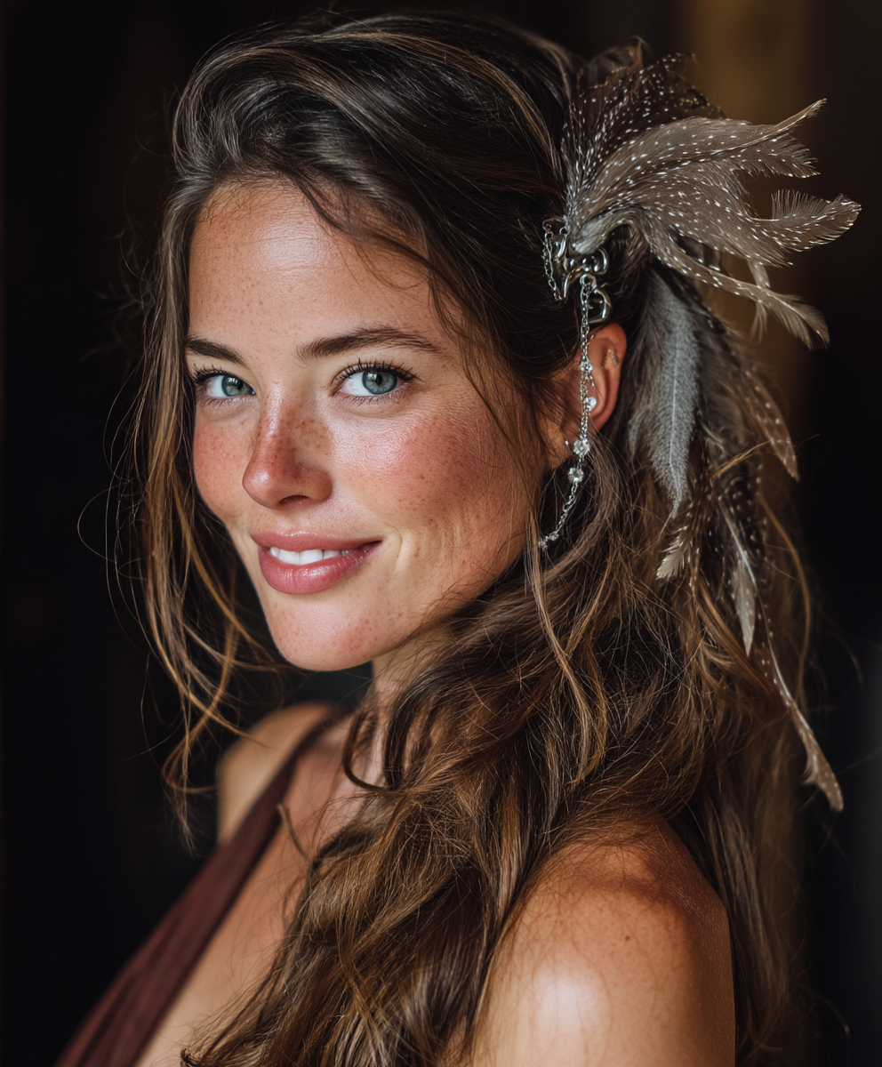 The Feathered Clip Accent Hairclip Hairstyle
