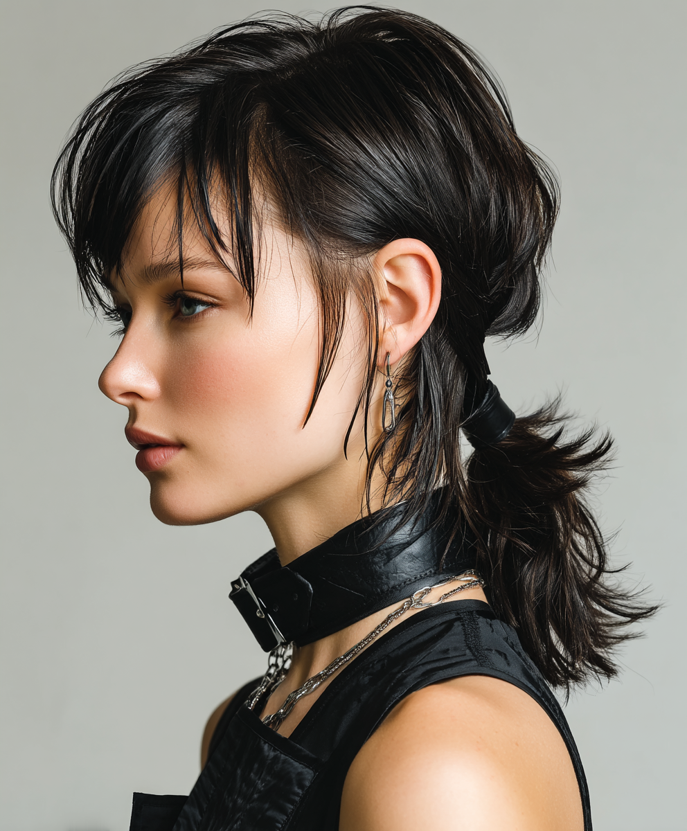 The Slicked-Back Mullet Hairstyle Women