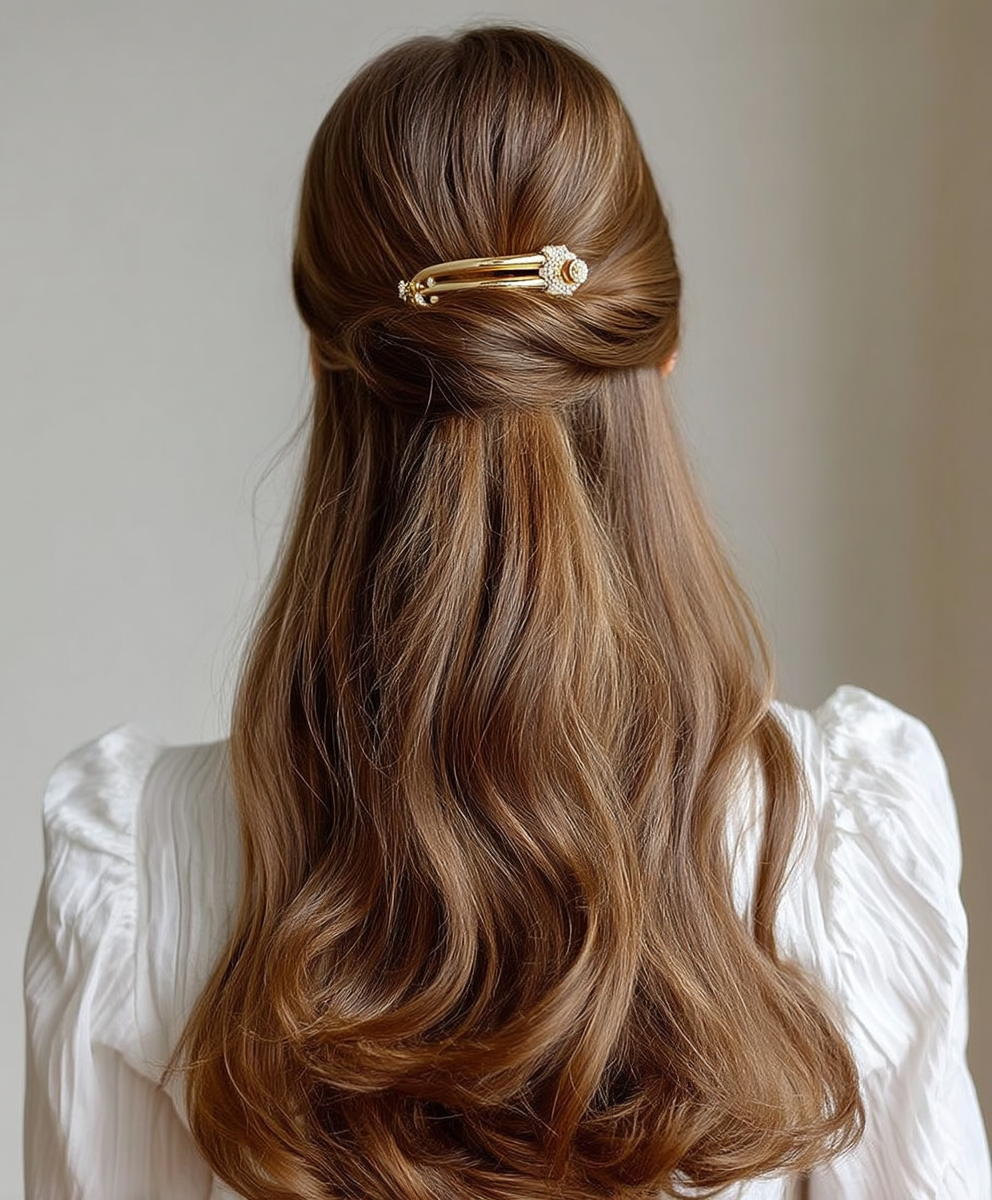 The Hair Style with Colored Hair and Matching Clip