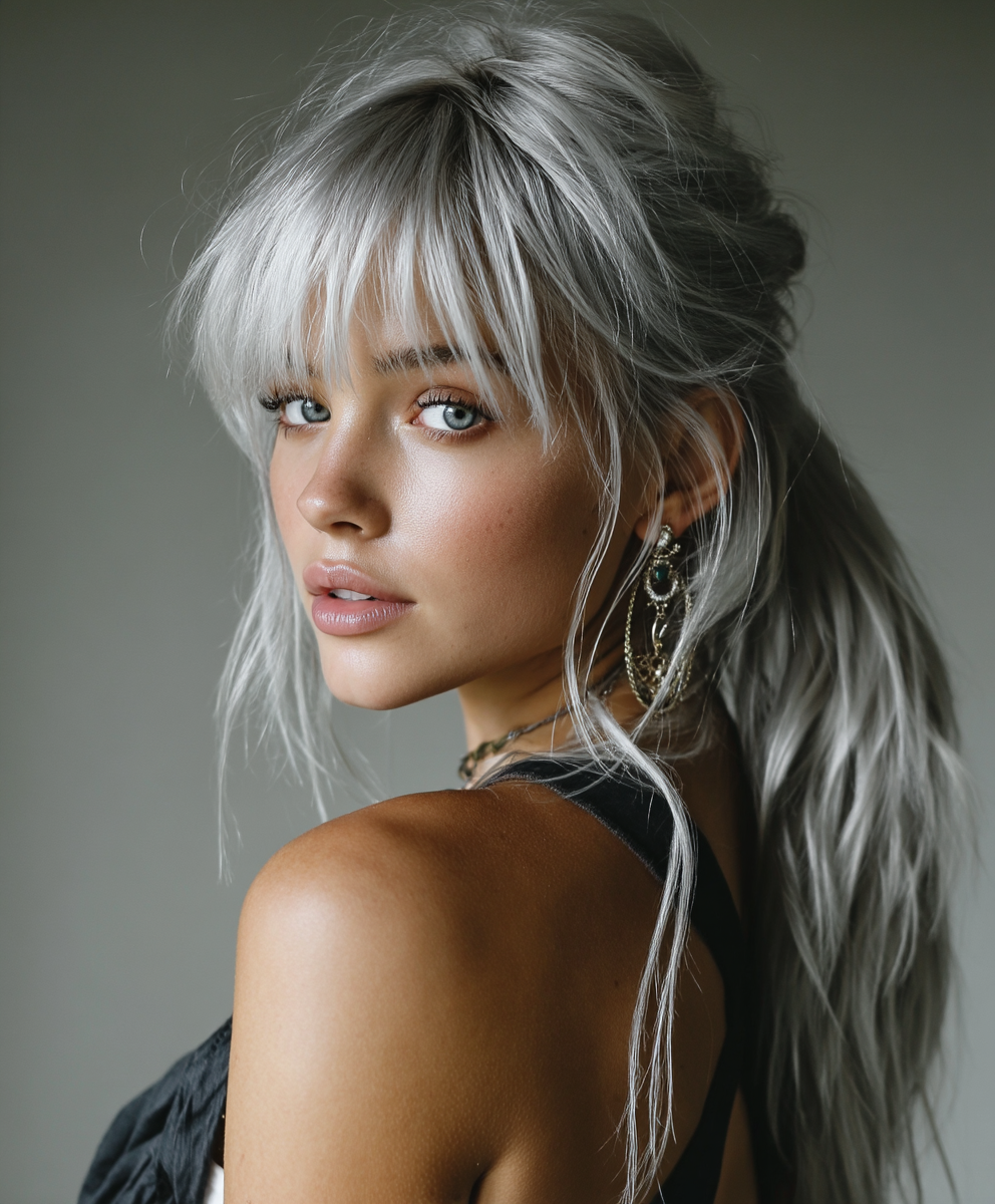 Women Silver Mullet Hairstyle Women