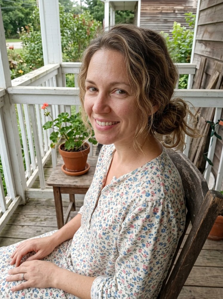 The hair is a light brown color with subtle highlights, adding dimension and texture. It appears to be of medium length, styled in loose, effortless curls that are pulled back into a low, undone bun. The hair has a natural, wavy texture with face-framing pieces that add a soft, relaxed touch