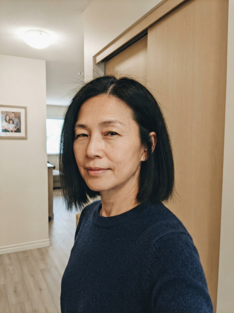 Stylish Short Hairstyles For Women Over 50 Dark Bob Under Polished dark bob with a clean blunt perimeter and natural fall. The sleek strands are styled with a slight under-bevel at the ends for a modern, sophisticated look